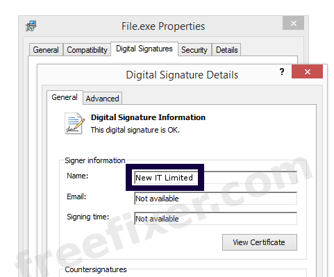 Screenshot of the New IT Limited certificate